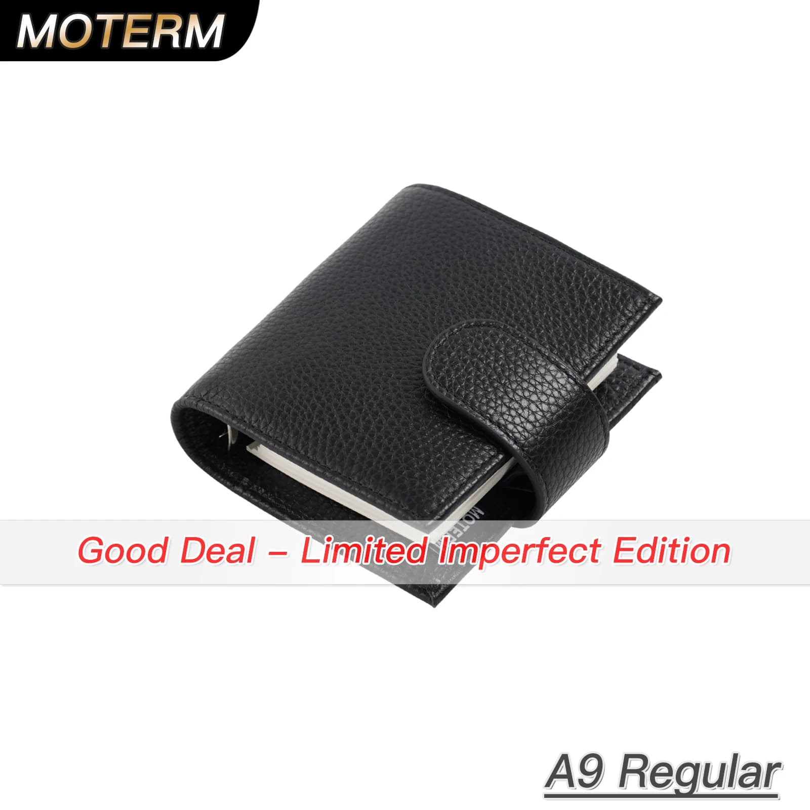 Notebook con mini anelli a 3 fori in pelle bovina a 3 fori con motivo imperfetto limitato, formato A9, con organizer per anelli da 19 mm