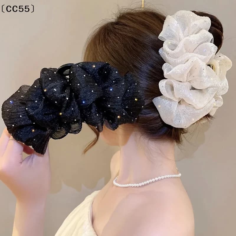 Retro New Large Butterfly Clouds Mesh Hair Clips Fashion Ponytail Shark Grab Clip Girls Gift Hair Accessories〔CC55〕