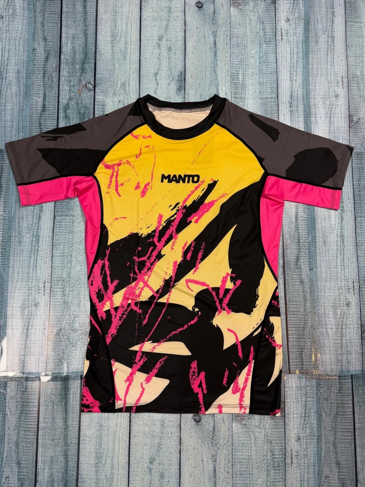 Nuova T-shirt 2026 Stile Y2K Nero Rosa Giallo Graffiti Anti-Usura per Combattimento Fitness Uomo Donna, Tuta da Surf, Abbigliamento da Spiaggia