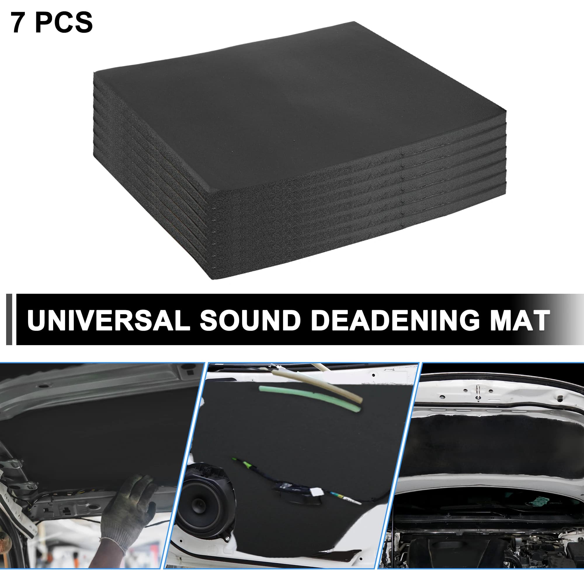 UXCELL 1/2inch Sound Deadening Mat Close Cell Foam Heat Shield Material Self Adhesive for Car Hood Fender Boat Engine Cover 7pcs