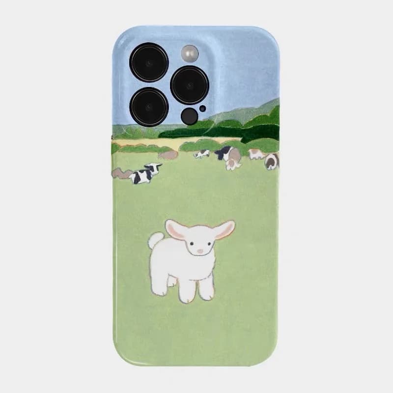 Custodia per telefono Ins Green Grassland Lamb per IPHONE 17 Air 16E 15 PROMAX 14 Plus 13 12 MINI 11 PRO 16Plus XR XS Cover per telefono in acrilico