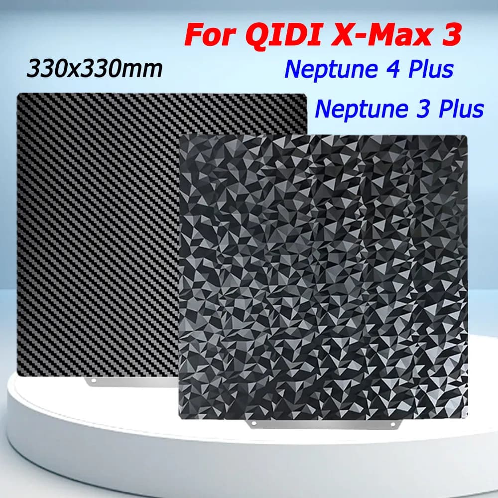 Per QIDI X-Max 3 PEI Foglio 330x330mm Piastra di costruzione per Elegoo Neptune 4/3 Plus, Anycubic Kobra 2 Plus, Troxy X5SA Letto a doppia faccia