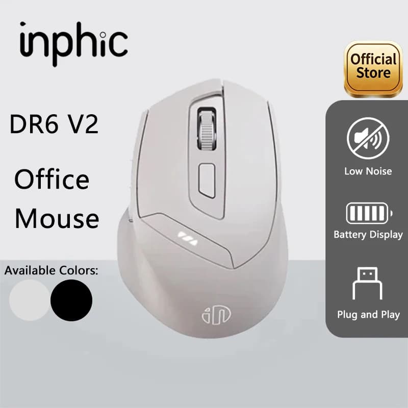 Mouse Bluetooth Silenzioso INPHIC per Ufficio, 12800 DPI, Display del Livello della Batteria, Mouse Wireless da Gaming Adatto per PC e Laptop