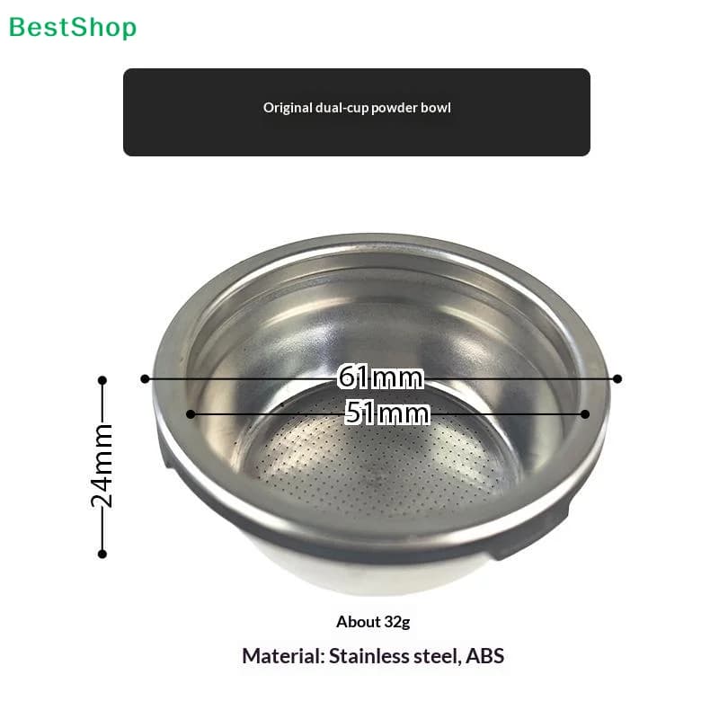 ♫51mm Dual-Cup Coffee Filter Basket,Stainless Steel Reusable Espresso Portafilter Basket for Coffee Machine