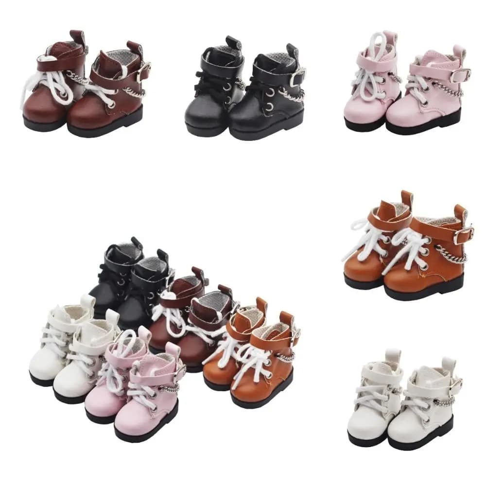 Mini scarpe da bambola scarpe a catena scarpe alte in PU per bambola americana Paola Reina e 1/6 BJD Blythe EXO stivali da bambola regalo della ragazza