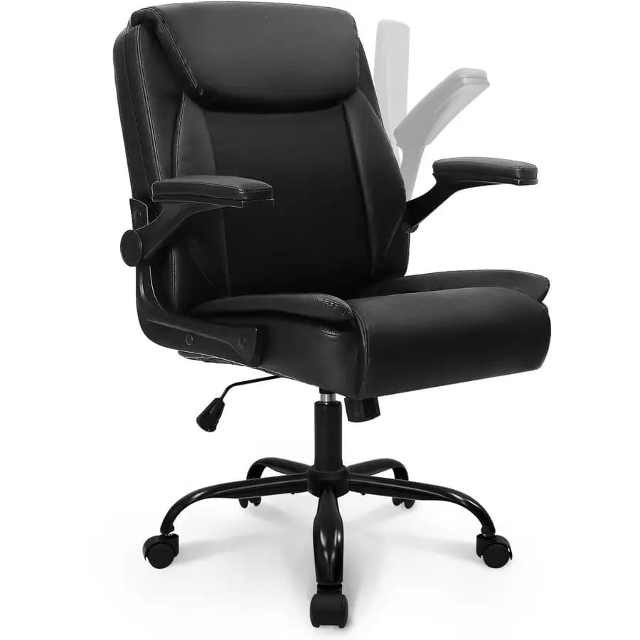 Sedia da ufficio per computer Sedia da gioco ergonomica direzionale con schienale centrale in pelle con braccioli ribaltabili regolabili Ruote girevoli per Ho