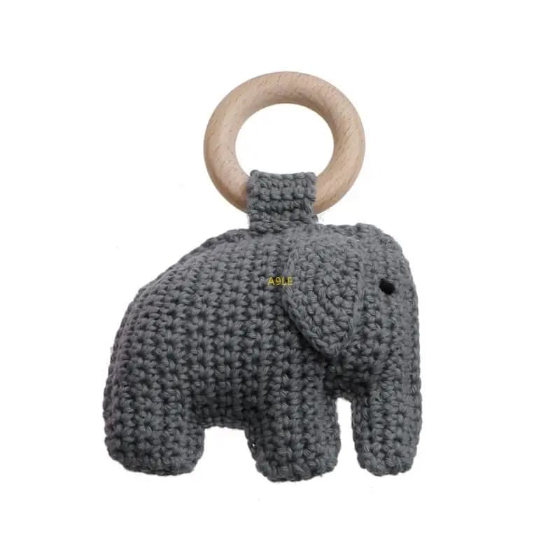 Giocattolo per teether all'uncinetto elefante naturale per il giocatore sollievo