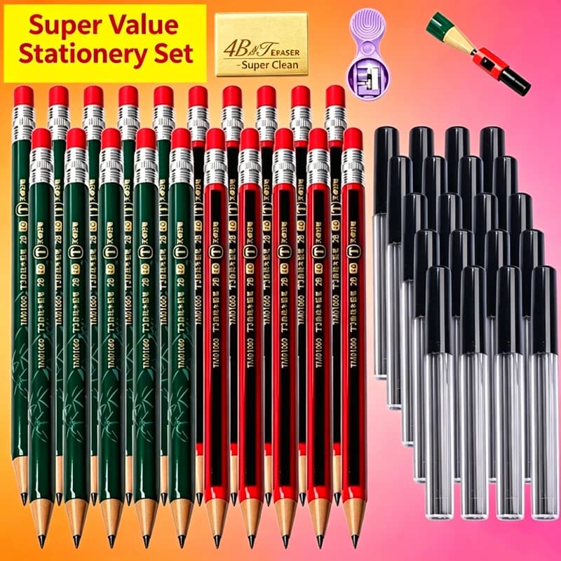 Drawing Pencil Mechanical Pencils Set 2.0mm Automatic Pencils with Sharpener Color Pencil Leads School Pens Cute Stationery