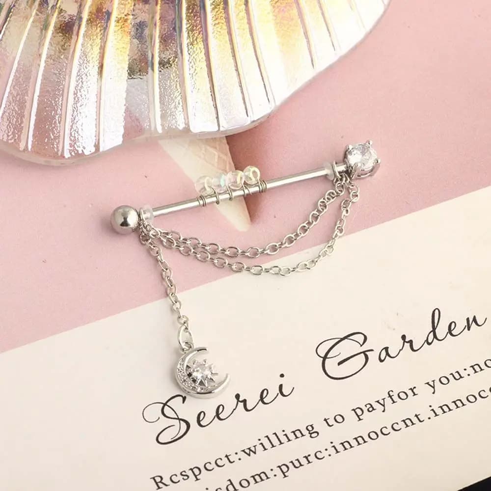 Piercing Jewelry Crystal Barbell Earrings Ear Bone Stud Industrial Barbell Earring Long Ear Stud Cartilage Stud Earrings