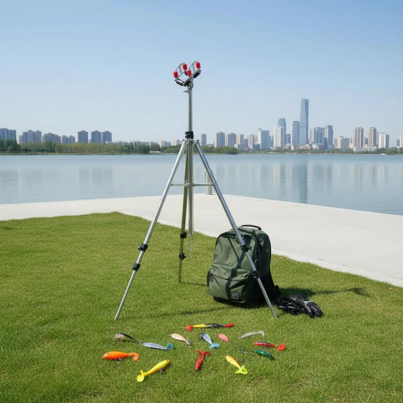Telescopic Fishing Rod Holder Adjustable Height Tripod Rod Holder Folding Fishing Tripod Portable Rustproof for Anglers