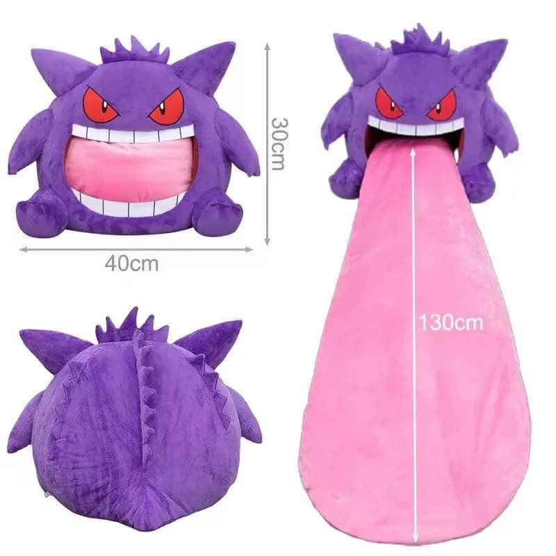 Pokemon Gengar Cartoon Anime Kawaii Elf Sleep Pillow Dual Purpose Nap Blanket Toys Doll Super Soft Big Mouth Gifts