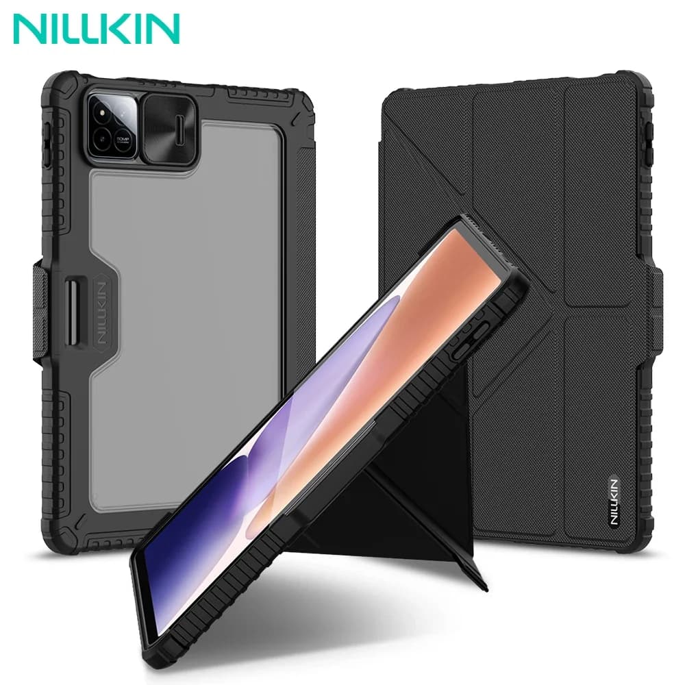 NILLKIN Per Xiaomi Pad 7 Pro Custodia magnetica Protezione fotocamera pieghevole multi-angolo Copertura nera con portapenne per Xiaomi Pad 7