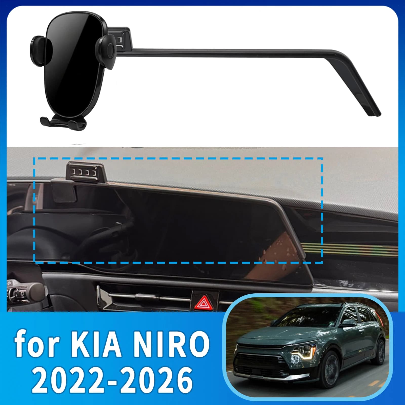 Adatto per KIA NIRO 2022-2024 2025 2026 ​ ​ Supporto per Telefono con Base Antivibrazioni e Schermo Integrato ​ ​ Auto Dedicata ​ ​ accessori