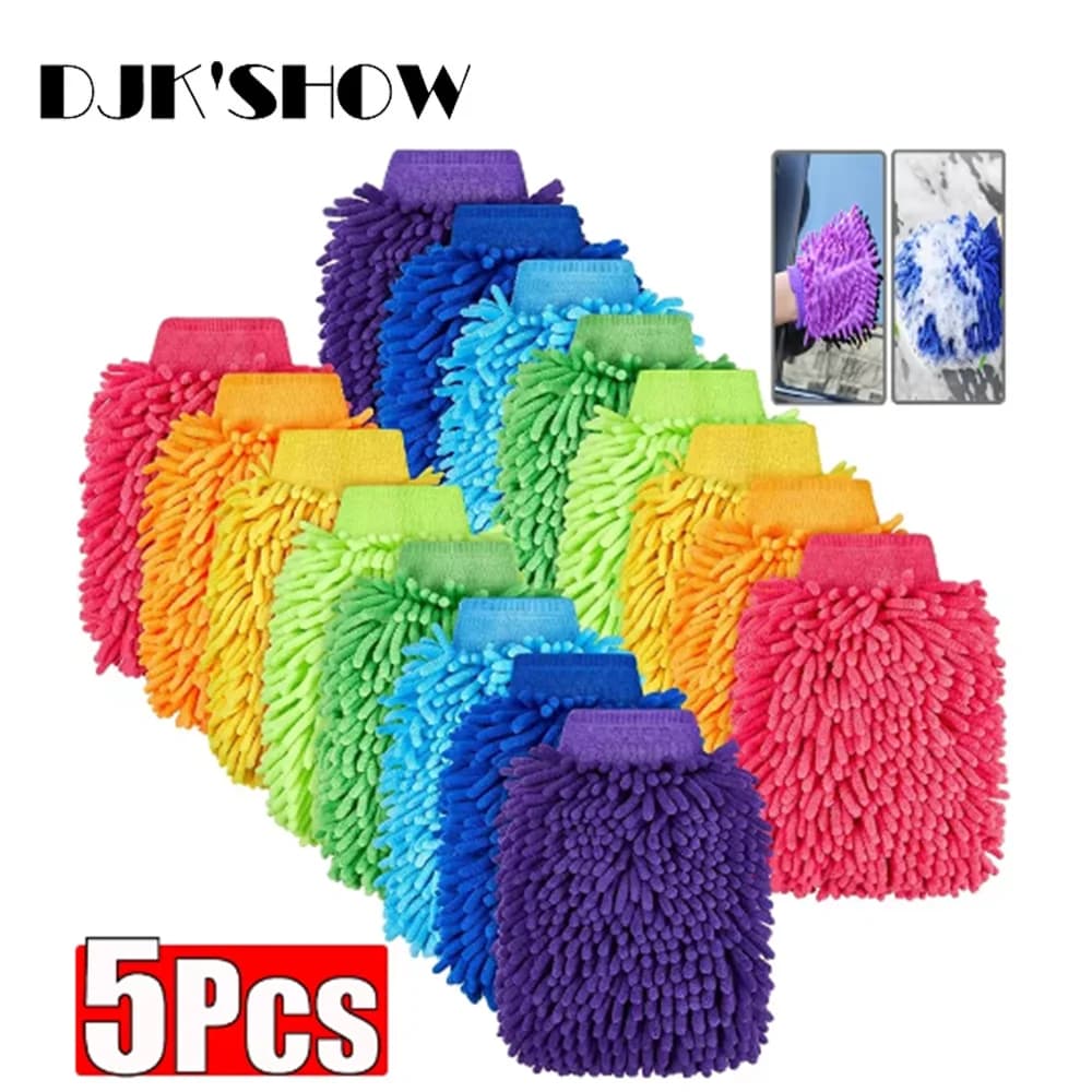 1/3/5pcs Microfiber Car Wash Gloves Auto Single-Side Ultra Absorbent Wash Car Sponge Scratch Free Microfiber Car Cleaning Tool