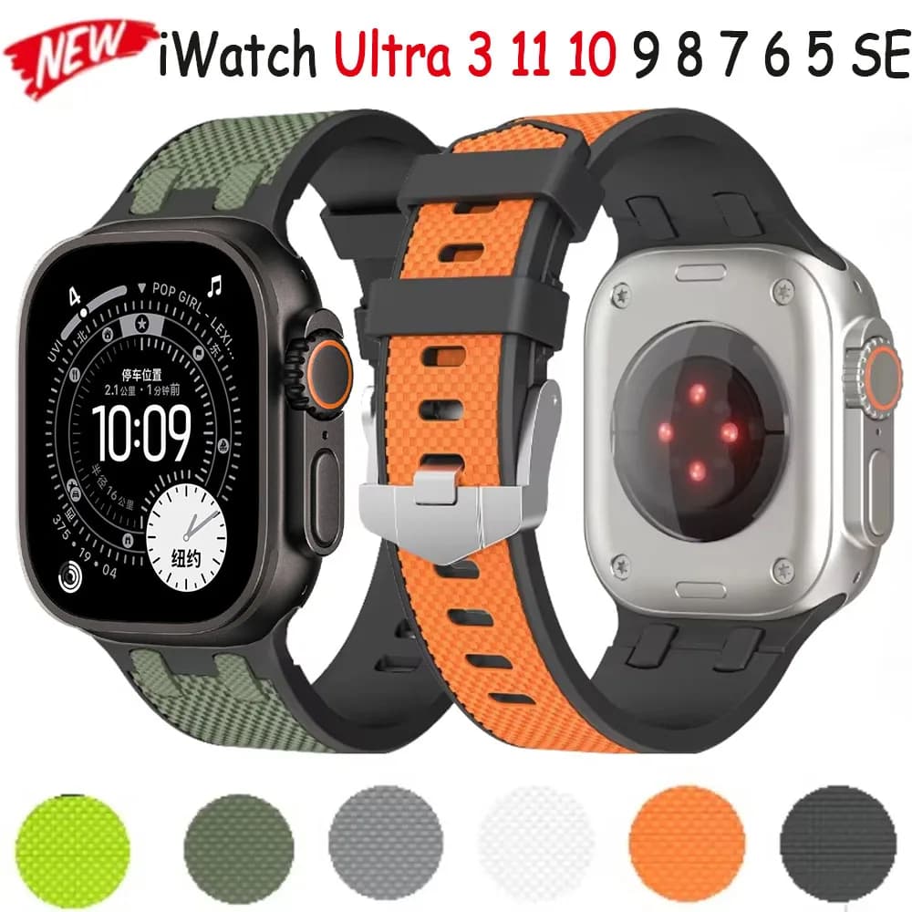 Cinturino in silicone per cinturino Apple Watch Ultra 49mm serie 11 10 9 8 7 46mm 45mm cinturino sportivo cinturino iWatch 6 5 44mm 42mm Correa
