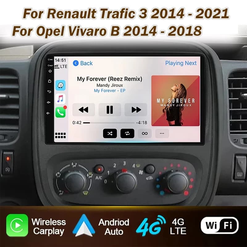 Autoradio For Renault Trafic 3 2014 - 2021 For Opel Vivaro B 2014 - 2018 Carplay Android Auto Stereo Multimediale 2din DVD 8core