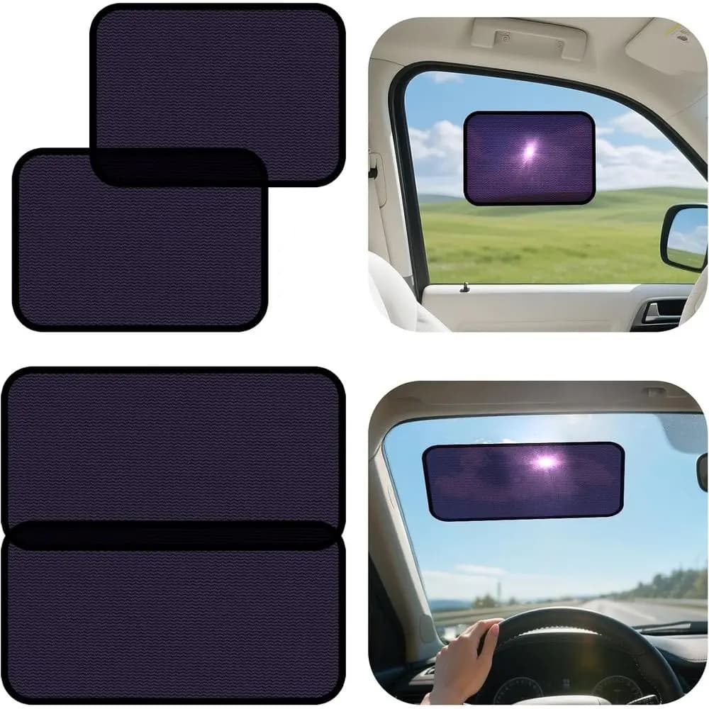 Set di 4 Parasole Espandibili per Auto - Protezioni Antiabbagliamento per Finestrini e Parabrezza (2 Pezzi, 9,84x7 pollici e 2 Pezzi, 15,7x7 pollici)