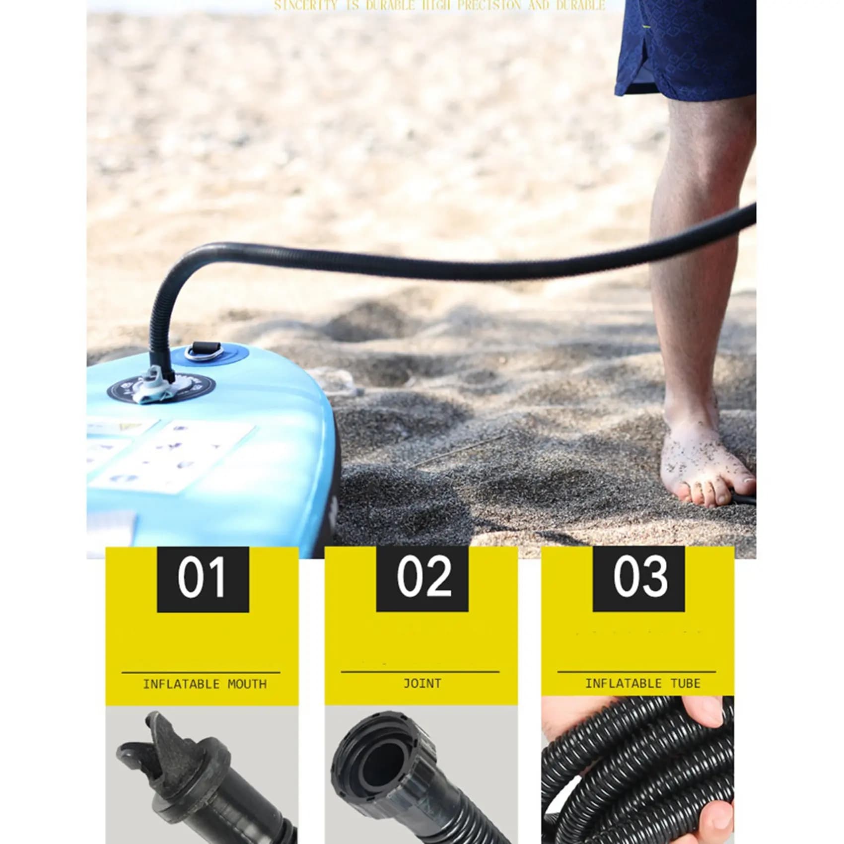 2X Pompa ad aria elettrica con tubo morbido per gonfiaggio, pompa manuale per Aqua Marina, pompa per paddle board, pompa per gommone, pompa per kayak