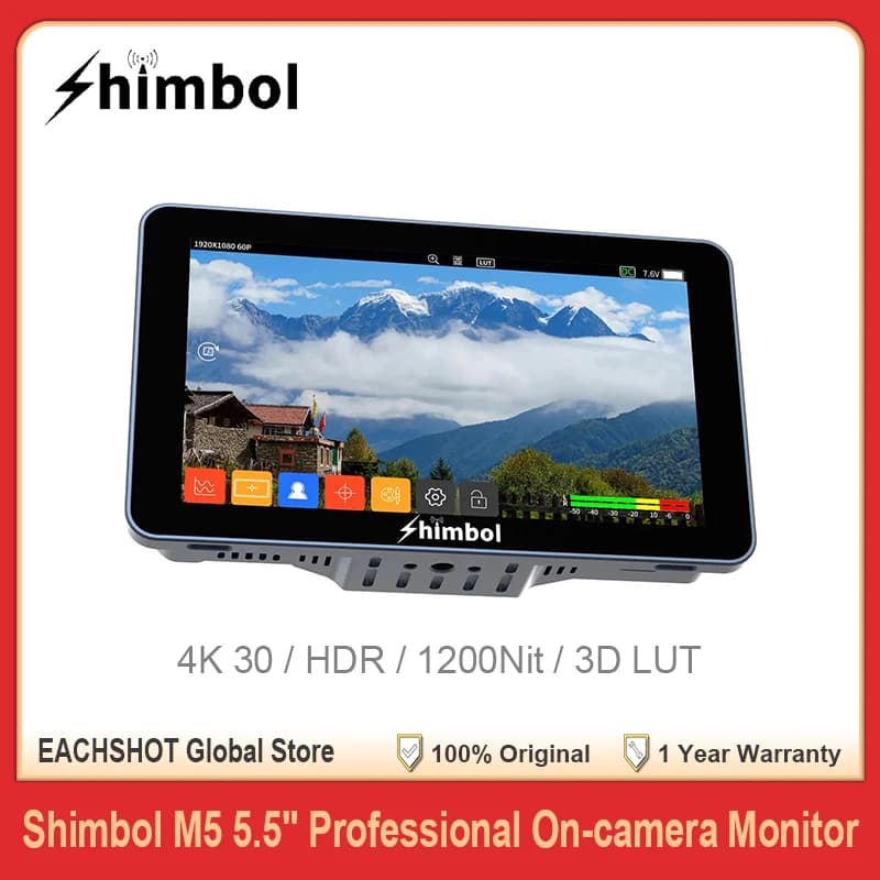 SHIMBOL M5 5.5 "Monitor professionale sulla fotocamera 3D LUT Touch Screen Monitor 4K 1200nit HDMI per fotocamera DSLR Riprese dal vivo