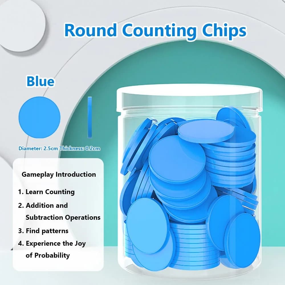 100pcs Plastic Counting Chips Addition Subtraction Operation Board Games Tokens Counting Toy Colored Round Teaching Tool