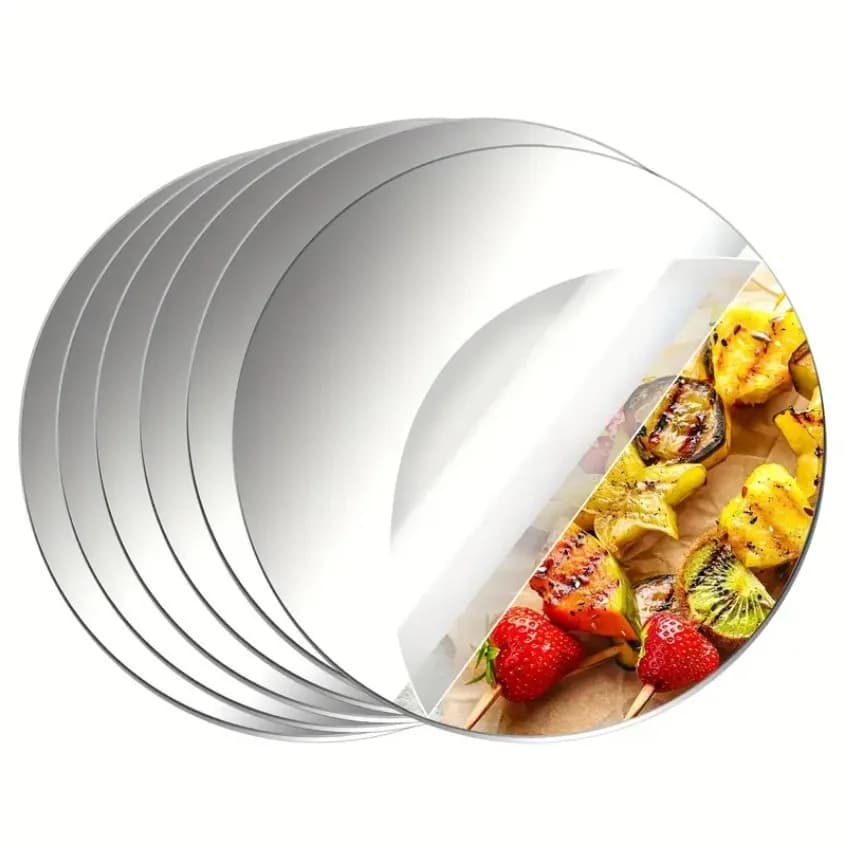 6 Pack Acrylic Round Mirrors Non Glass Round Mirror Plate Self Adhesive Mirror Stickers for Home Wall Decor or Wedding Table