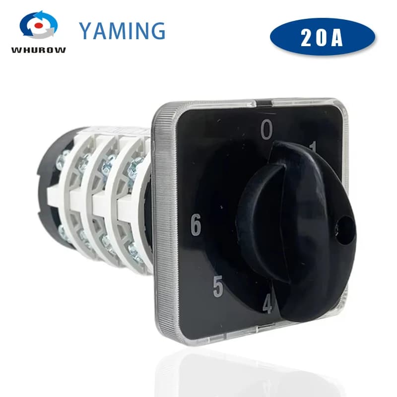 Interruttore Rotativo a Camme Yaming Electric 0-6 Posizioni, 4 Nodi, 20A, Commutatore Universale HZ5B-20/4