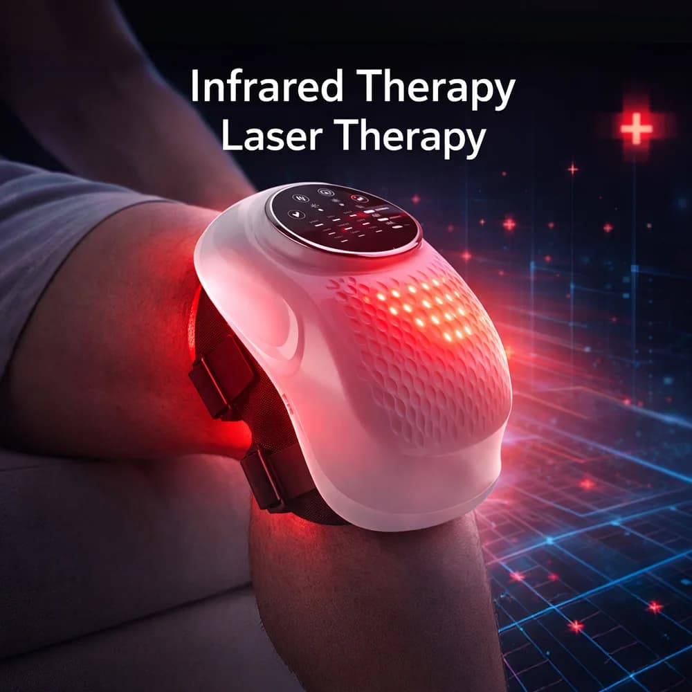 Massaggiatore Intelligente Senza Fili per Ginocchio con Calore, Vibrazione e Compressione d'Aria, Supporto Terapeutico per Ginocchio, Gomito, Spalla e Gamba