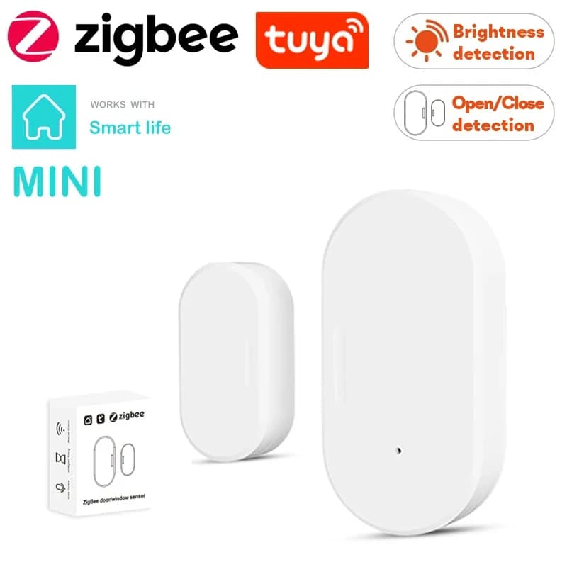 Tuya Zigbee Sensore per porta Sensore per ingresso finestra Sensore per porta antifurto di sicurezza Allarme Sensore per porta magnetico Smart Life Alexa Google Home