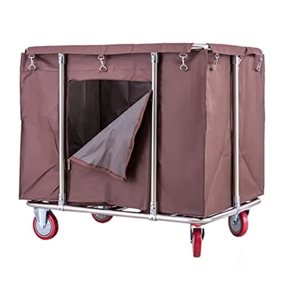 Carrello Portabiancheria Extra Large da 400L con Porta a Cerniera, Ruote per Sacchi, Carrello per Pulizie Domestiche Resistente per Asili Nido, Ospedali