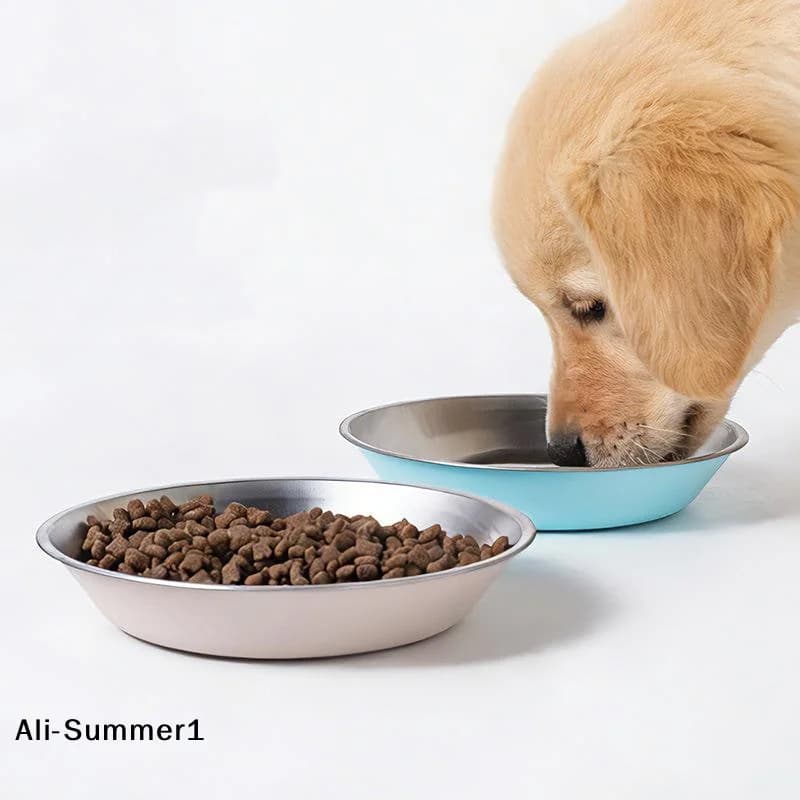 【E】Stainless Steel Cat Plates With Silicone Anti Slip Pad Pet Cat Snack Bowl Kitten Food Bowl Pet Kitten Water Bowl Pet Supplies