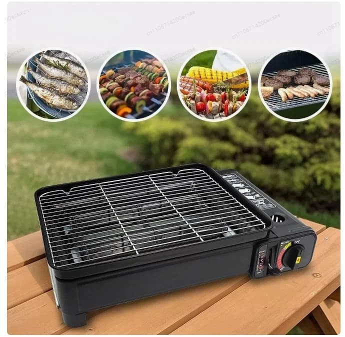 Griglia BBQ da Campeggio Multifunzione a 8 Griglie – Fornello a Cassetta con Griglia per Salsicce, Carne e Bancarelle del Mercato Notturno