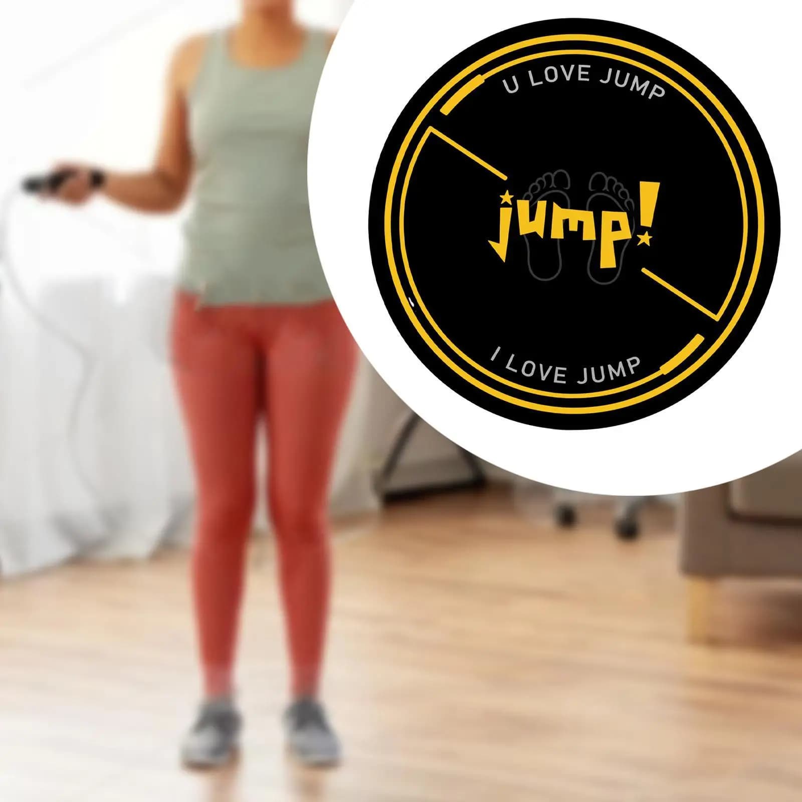Jumping pad with rope, shock absorber, anti-slip on both sides, circular