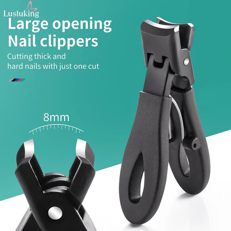 Nail cutter with large 8 mm jaw opening Special cutter hard thick Stainless steel manicure tools Trimmer Nail cutters Anti-splashes