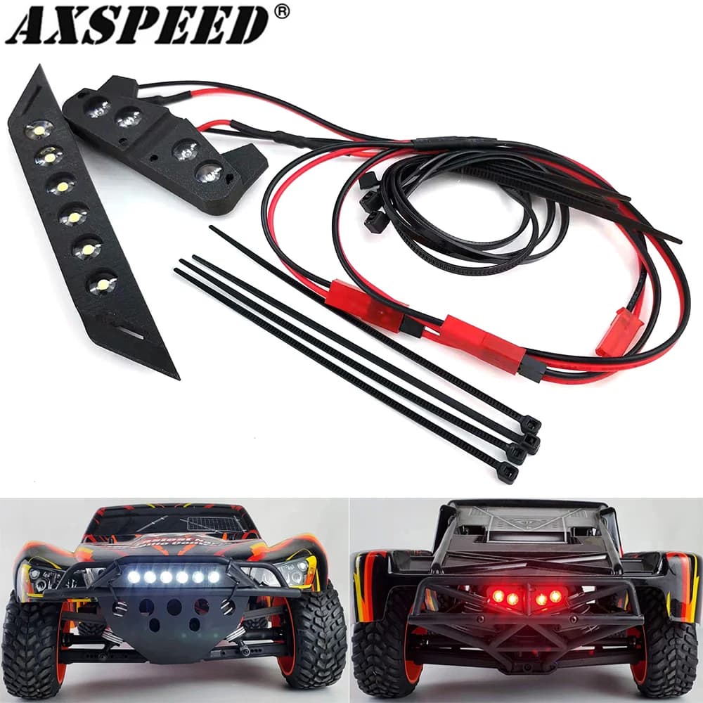 AXSPEED Luci LED anteriori e posteriori Faretto Lampada Bar DC 3-5v per 1/10 4x4 2wd VXL, XL-5 SLASH RC Crawler Parti di automobili