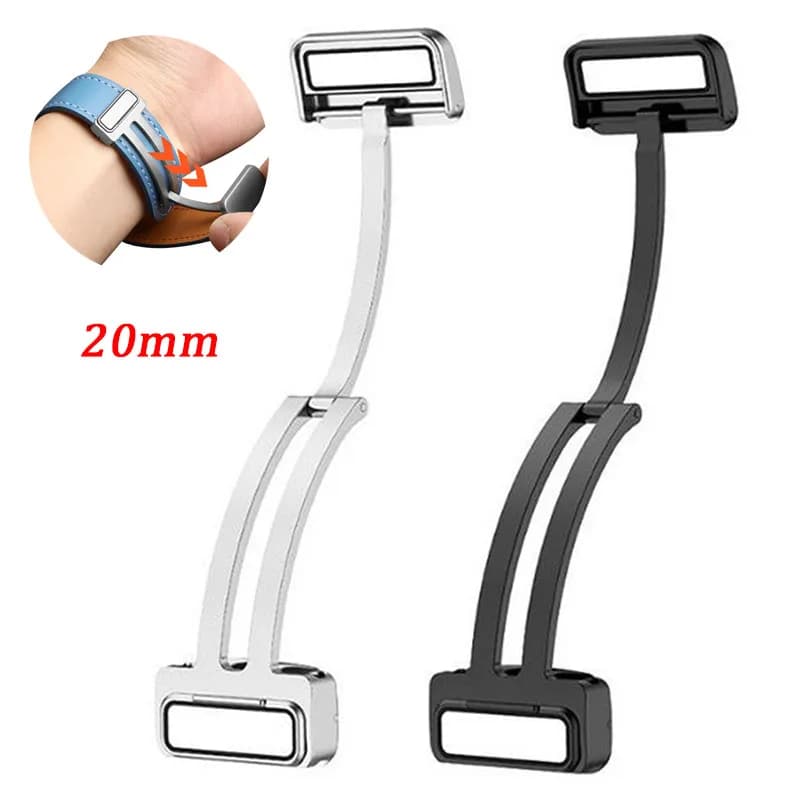 Chiusura magnetica con cinturino in metallo da 20mm per Samsung Galaxy Watch 4 5 fibbia pieghevole in acciaio inossidabile Smart Watch Band Button accessori
