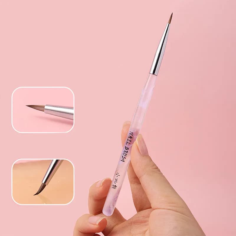 Pennello per Unghie con Manico Trasparente 1/3 Pezzi, Penna per Pittura Unghie, Pennelli per Gel UV Acrilico, Strumento per Manicure in Cristallo