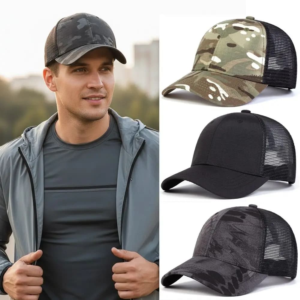 Fashion Baseball Net Caps Adjustable Mesh Peaked Cap Simple Baseball Hats Outdoor Sports Fishing Camping