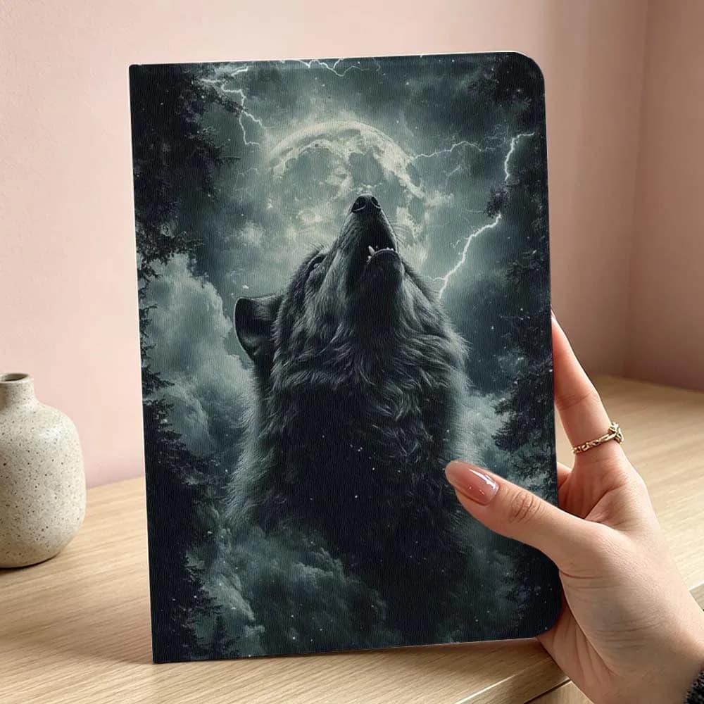 Howling Wolf Moonlight Pattern For iPad Pro Air mini 7 6 5 4 3 2 1 9gen 8gen M5 M4 11th 10th A17 Pro A16 Inch Tablet Case Soft
