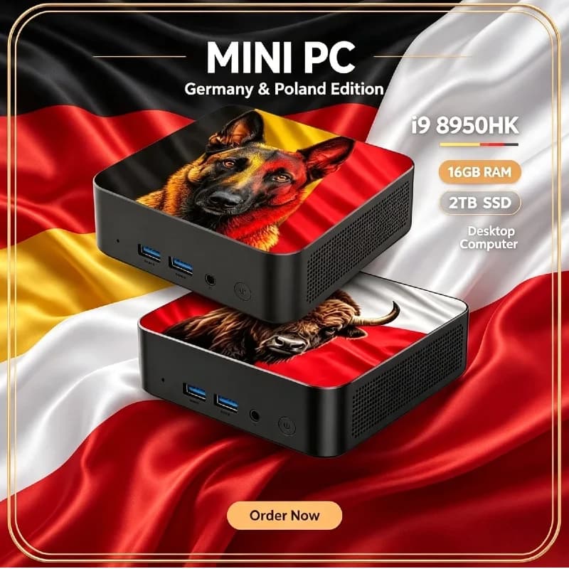 High‑Performance Mini Gaming Desktop PC Intel Core i9‑8950HK Windows 11 16GB DDR4 2TB SSD WiFi6 BT5.2 4K UHD Gaming Computer