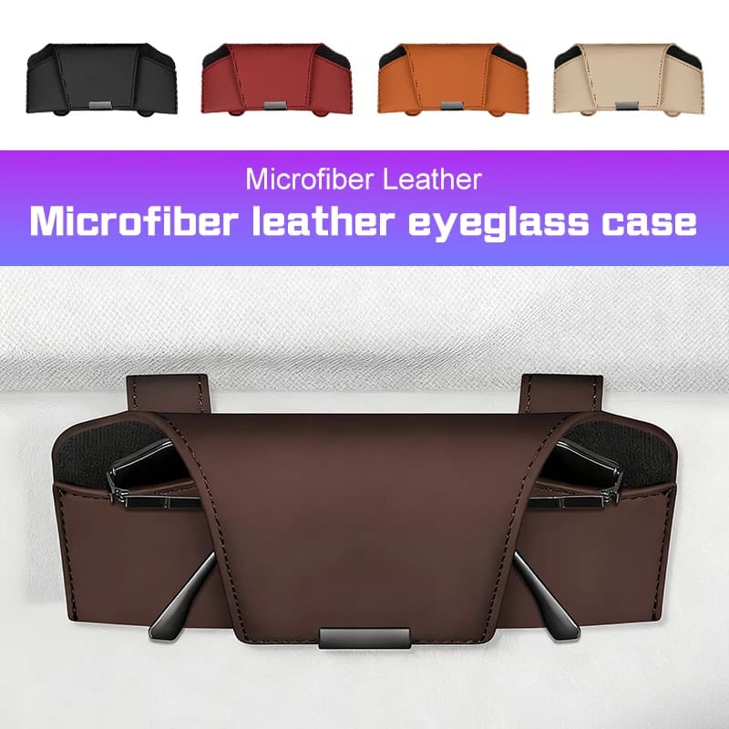 Custodie per occhiali da auto, parasole automatici, montature per occhiali in pelle, portaocchiali da sole e organizer per carte/adesivi