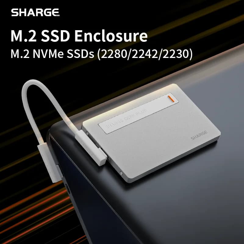 SHARGE Disk plus Custodia SSD M.2 NVMe Custodia SSD esterna piccola 10 Gbps USB C 3.2 Gen2 100 W PD per MacBook iPhone16 Steam Deck
