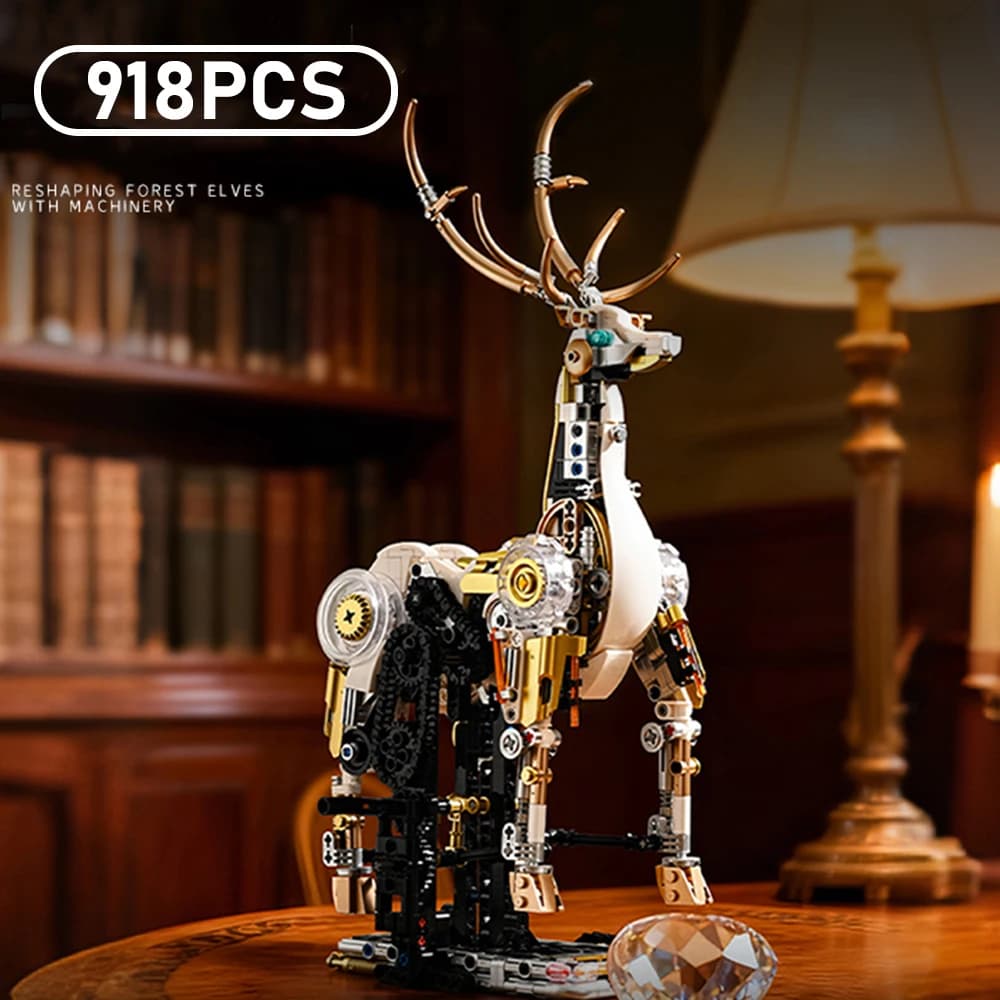 Mechanical Deer Articulated Joint Building Blocks Assembly Model Cyber Metal Style Educational Puzzle Toy Home Display Decor