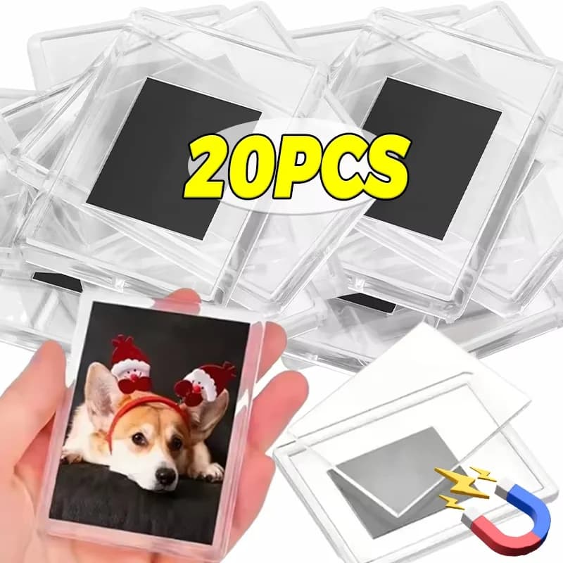12/20PC Photo frame with transparent magnet Acrylic refrigerator Magnetic office frames DIY insert Photo frame for photo