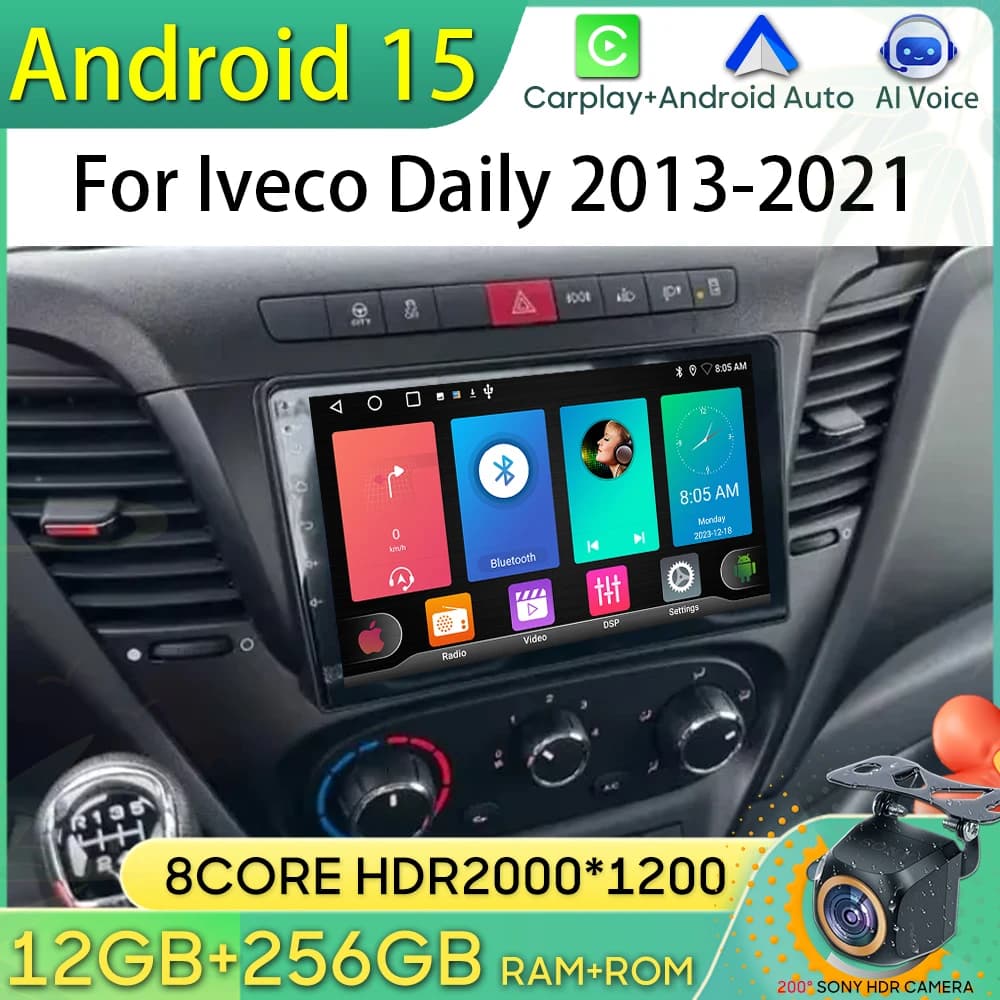 Android 15 Autoradio Per Iveco Daily 2013-2021 Navigazione GPS Android Auto Carplay Wifi Video Stereo Display 4G No 2din
