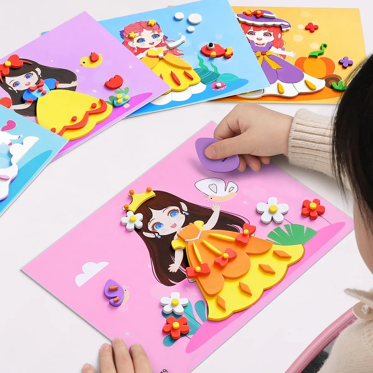 Handmade DIY 3D Sticker Puzzles - 3D Picture Making Kit for Girls - Educational Toy with Stickers