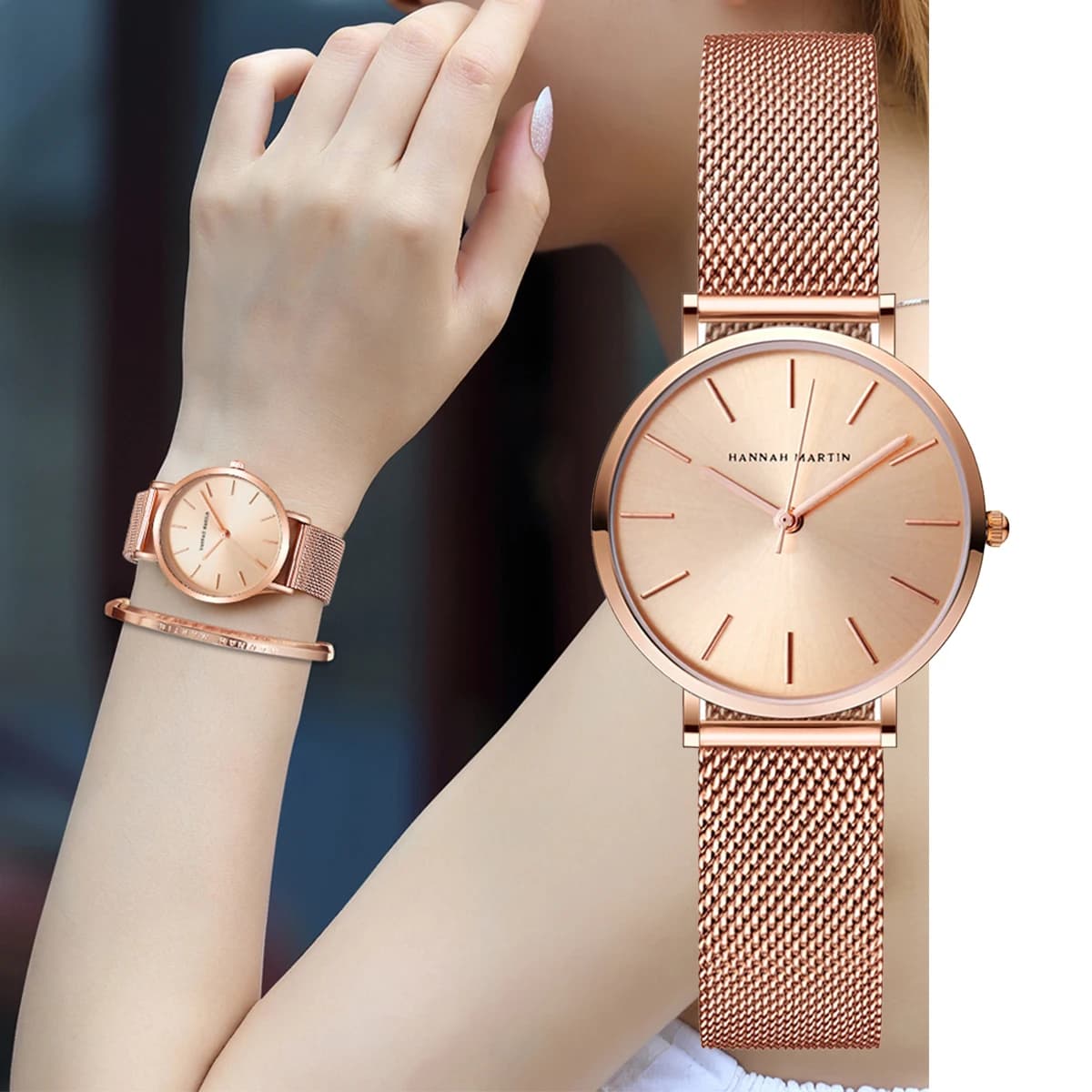Dropshipping orologio da donna movimento giapponese Hannah Martin marca in acciaio inossidabile impermeabile moda semplice orologio da polso al quarzo da ragazza