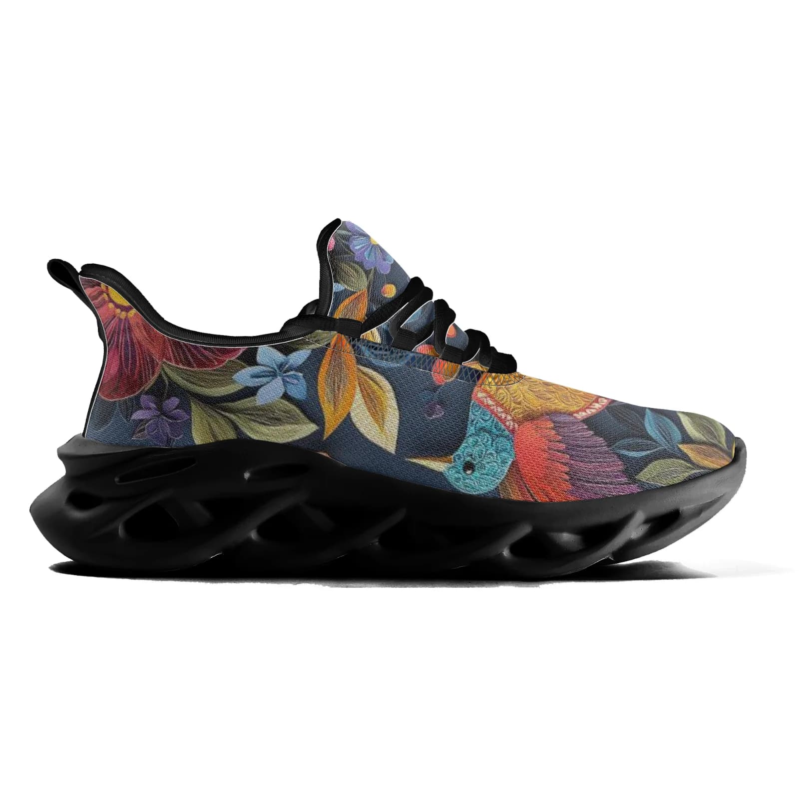 Scarpe sportive casual da donna con motivo floreale e uccello per ragazzi e ragazze, scarpe da passeggio e da corsa leggere, stringate in rete