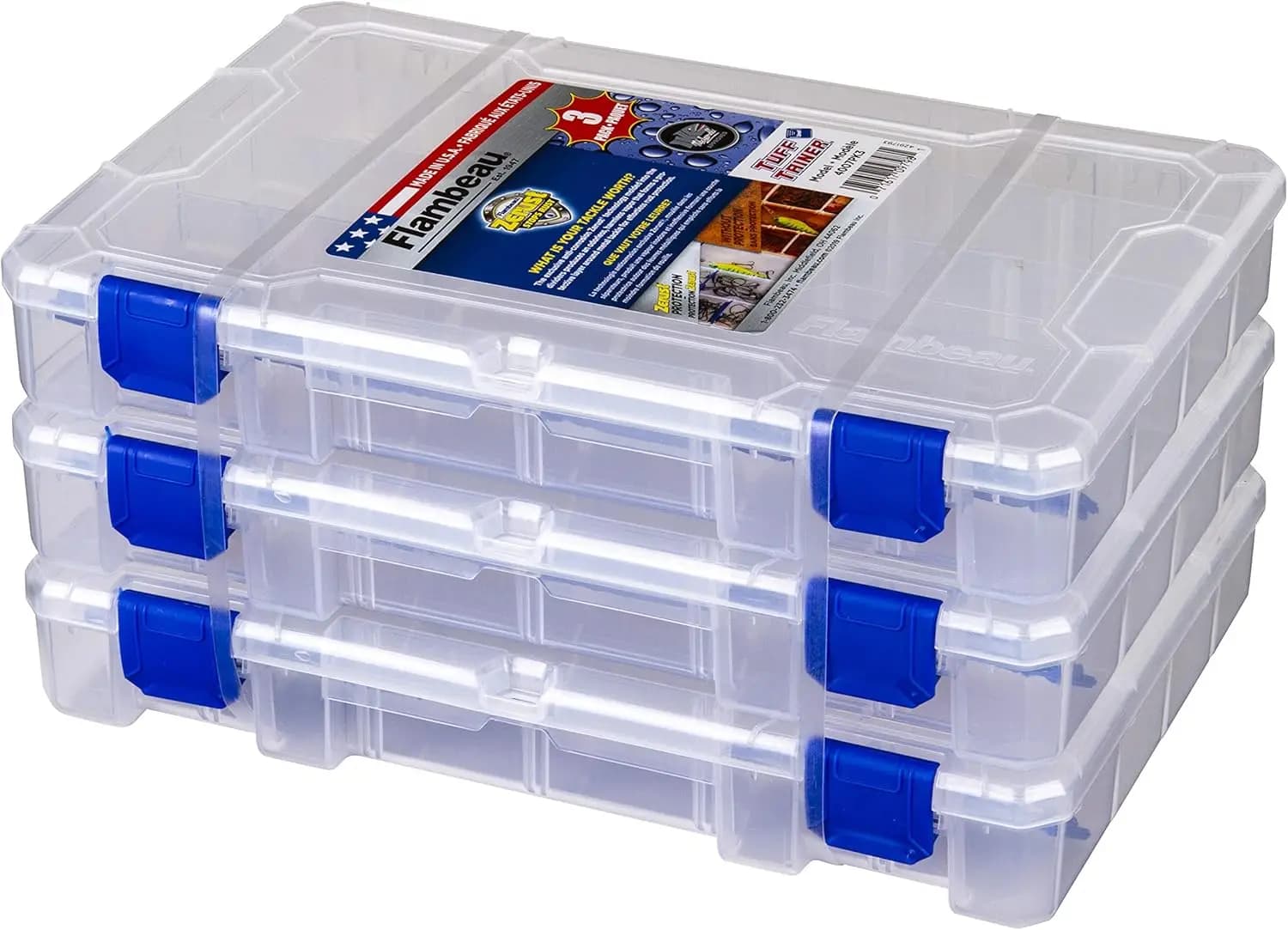 Set di 3 Scatole per Attrezzatura da Pesca con 36 Divisori, Organizzatore Trasparente per Esche, Divisori Antiruggine per Acqua Salata