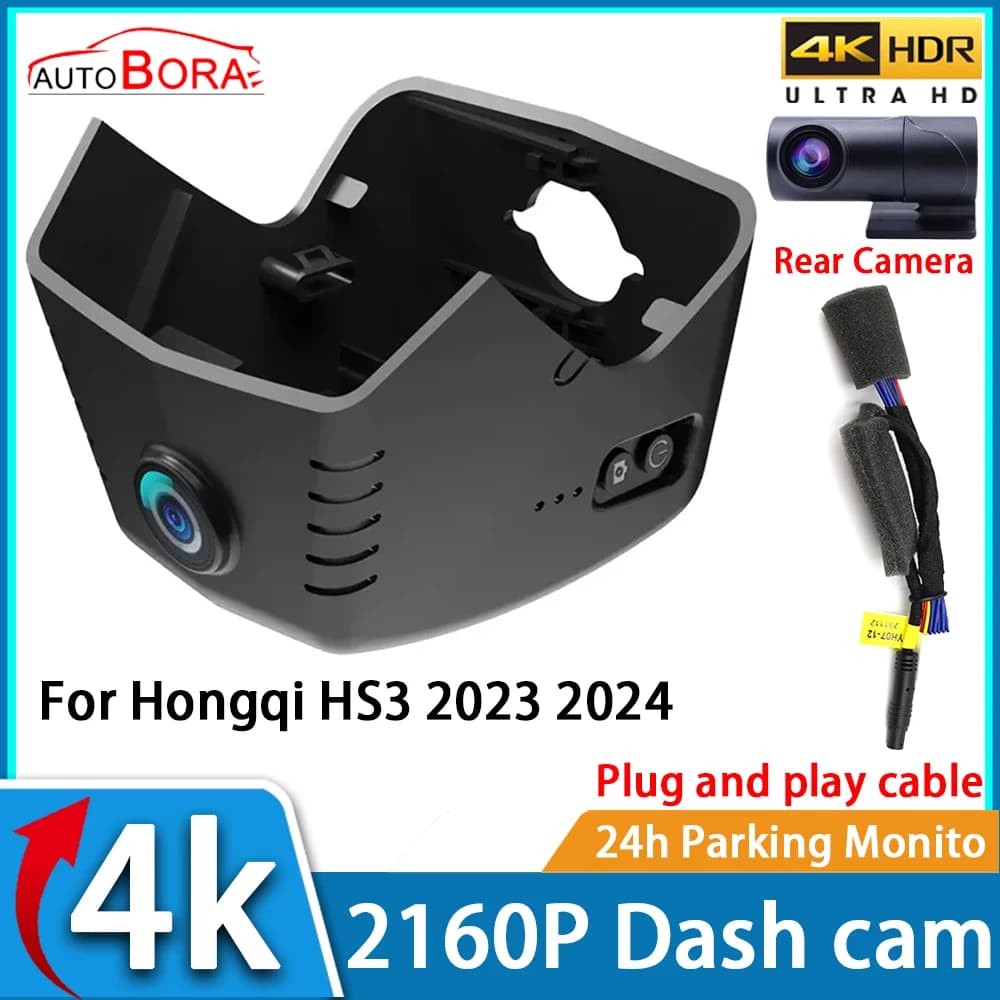 Video Recorder for Auto ZhuCamX with Night Vision UHD 4K 2160P DVR Dash Cam for Hongqi HS3 2023 2024