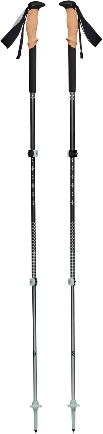 Adjustable Trekking Poles Pair Natural Cork Hiking Walking Sticks Lightweight Aluminum Support Rods For Outdoor Camping Backpacking Trail Travel, Durable Modern Grey 1 Pair